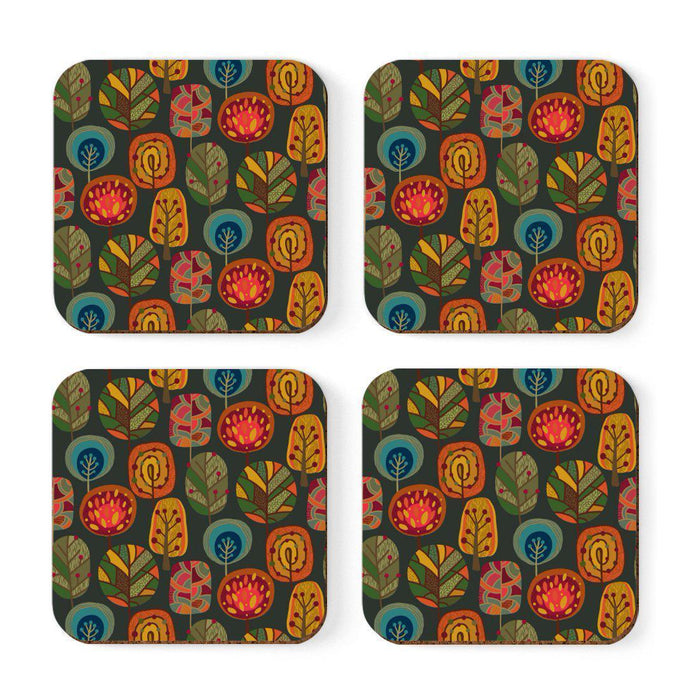 Square Drink Coffee Coasters Gift Set, Boho Design-Set of 4-Andaz Press-Boho Aqua Llama-
