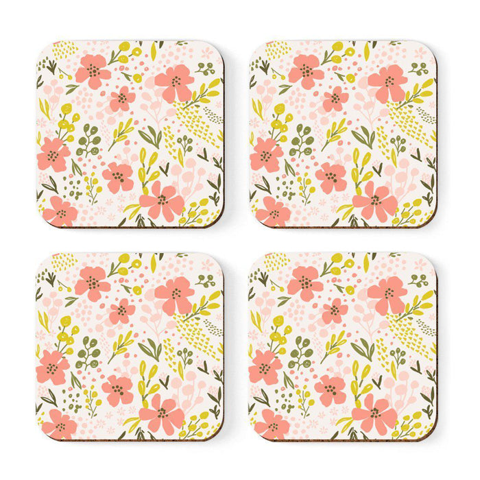 Square Drink Coffee Coasters Gift Set, Boho Design-Set of 4-Andaz Press-Boho Aqua Llama-