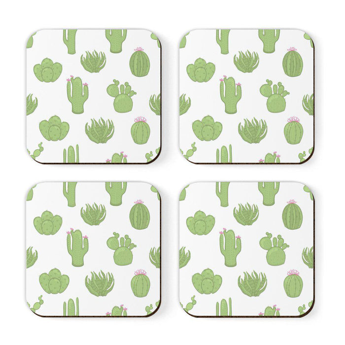 Square Drink Coffee Coasters Gift Set, Boho Design-Set of 4-Andaz Press-Boho Aqua Llama-