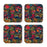 Square Drink Coffee Coasters Gift Set, Boho Design-Set of 4-Andaz Press-Boho Aqua Llama-