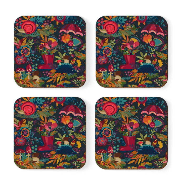 Square Drink Coffee Coasters Gift Set, Boho Design-Set of 4-Andaz Press-Boho Aqua Llama-