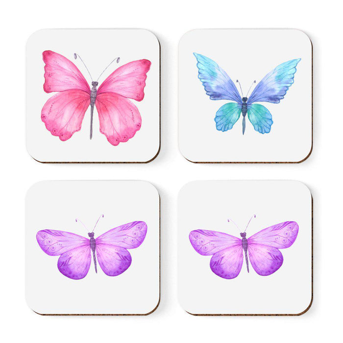 Square Drink Coffee Coasters Gift Set, Boho Design-Set of 4-Andaz Press-Boho Aqua Llama-