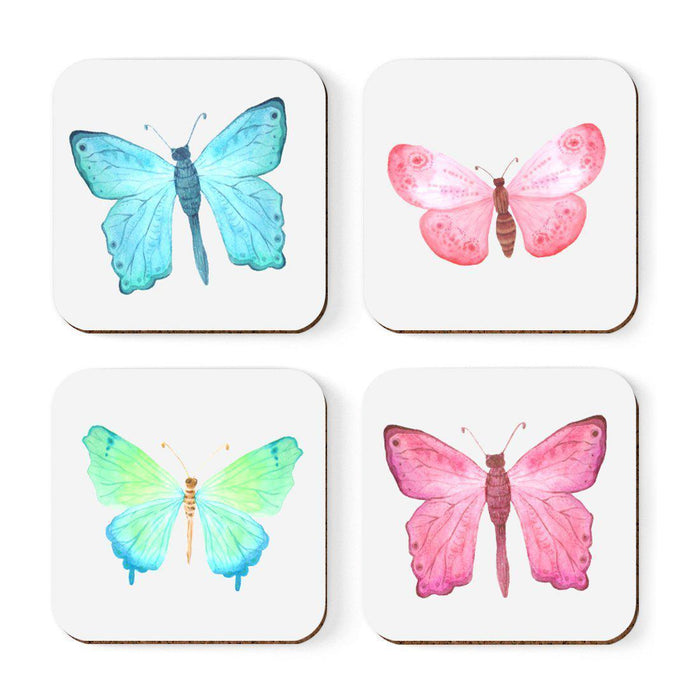 Square Drink Coffee Coasters Gift Set, Boho Design-Set of 4-Andaz Press-Boho Aqua Llama-