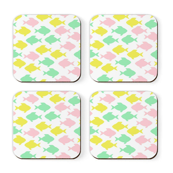 Square Drink Coffee Coasters Gift Set, Boho Design-Set of 4-Andaz Press-Boho Aqua Llama-