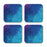 Square Drink Coffee Coasters Gift Set, Boho-Set of 4-Andaz Press-Boho Blue Gold Pebbles-