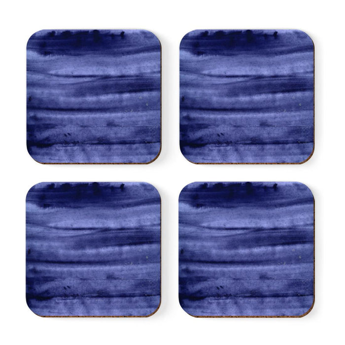 Square Drink Coffee Coasters Gift Set, Boho-Set of 4-Andaz Press-Boho Blue Gold Pebbles-