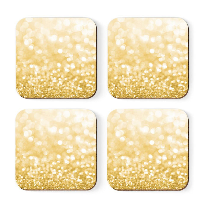Square Drink Coffee Coasters Gift Set, Boho-Set of 4-Andaz Press-Boho Blue Gold Pebbles-