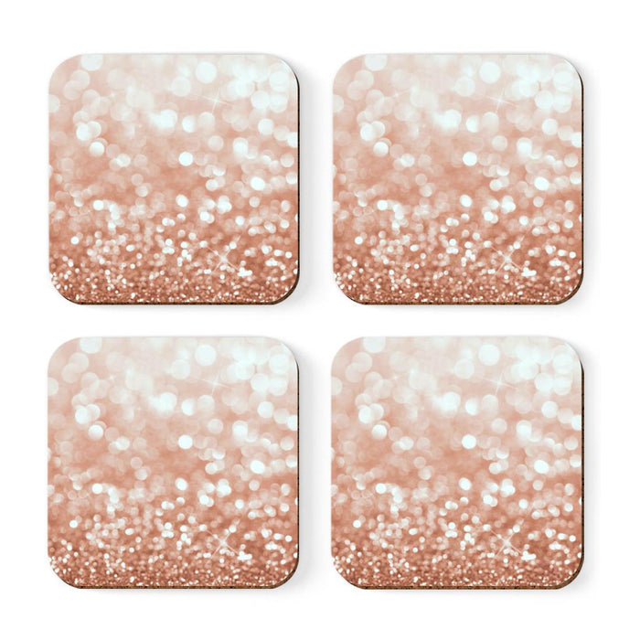 Square Drink Coffee Coasters Gift Set, Boho-Set of 4-Andaz Press-Boho Blue Gold Pebbles-