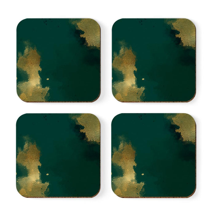 Square Drink Coffee Coasters Gift Set, Boho-Set of 4-Andaz Press-Boho Blue Gold Pebbles-