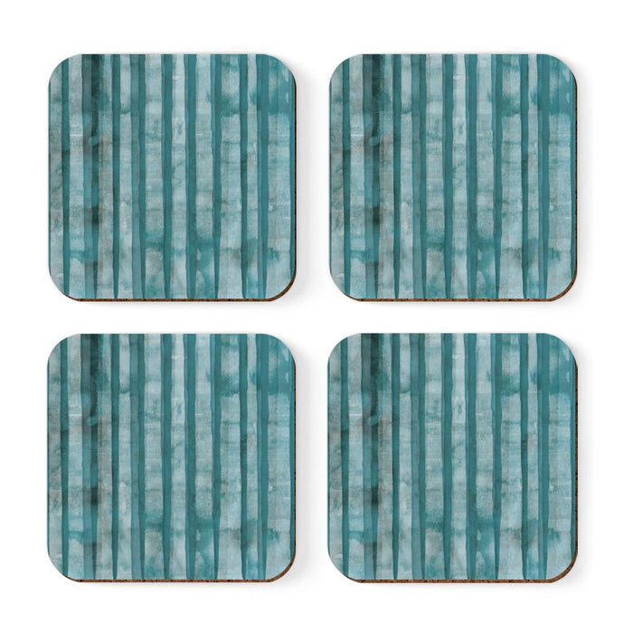 Square Drink Coffee Coasters Gift Set, Boho-Set of 4-Andaz Press-Boho Blue Gold Pebbles-