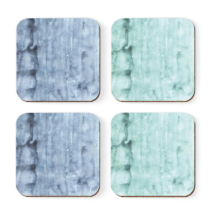 Square Drink Coffee Coasters Gift Set, Boho-Set of 4-Andaz Press-Boho Blue Gold Pebbles-