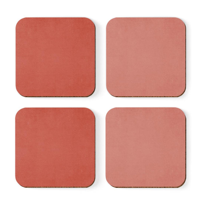 Square Drink Coffee Coasters Gift Set, Boho-Set of 4-Andaz Press-Coral Peach Texture-
