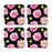Square Drink Coffee Coasters Gift Set, Boho-Set of 4-Andaz Press-Pink Roses on Black-