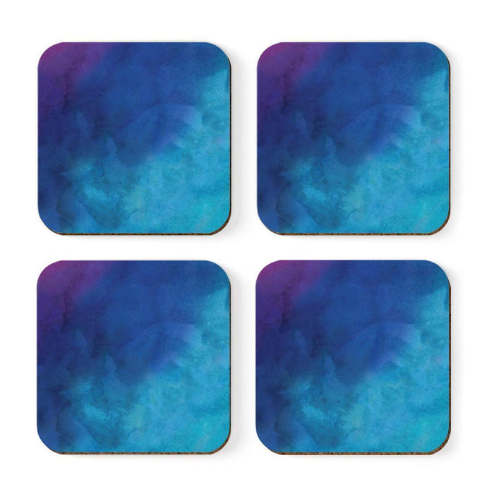 Square Drink Coffee Coasters Gift Set, Boho-Set of 4-Andaz Press-Purple Blue Watercolor-
