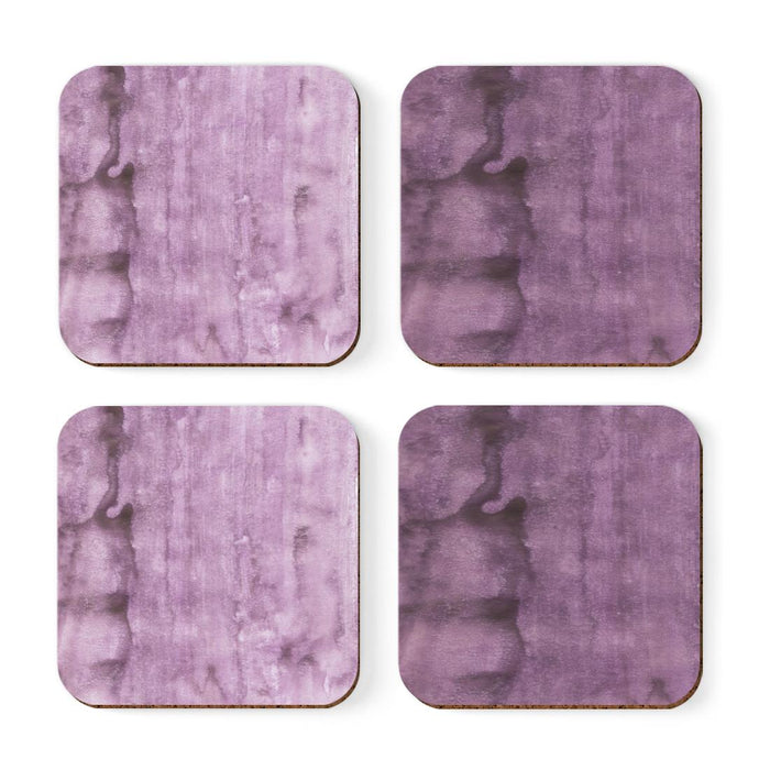 Square Drink Coffee Coasters Gift Set, Boho-Set of 4-Andaz Press-Purple Watercolor-