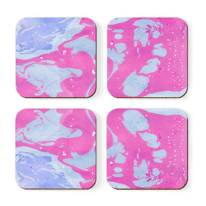 Square Drink Coffee Coasters Gift Set, Textures-Set of 4-Andaz Press-Marble Pink Lavender-