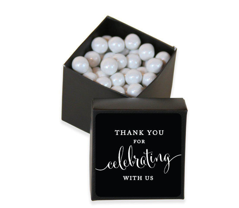 Square Party Favor Boxes, Thank You for Celebrating With Us-Set of 20-Andaz Press-White-