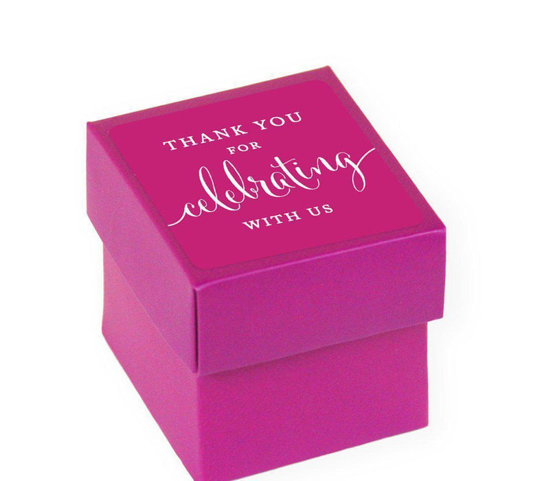 Square Party Favor Boxes, Thank You for Celebrating With Us-Set of 20-Andaz Press-Orchid-