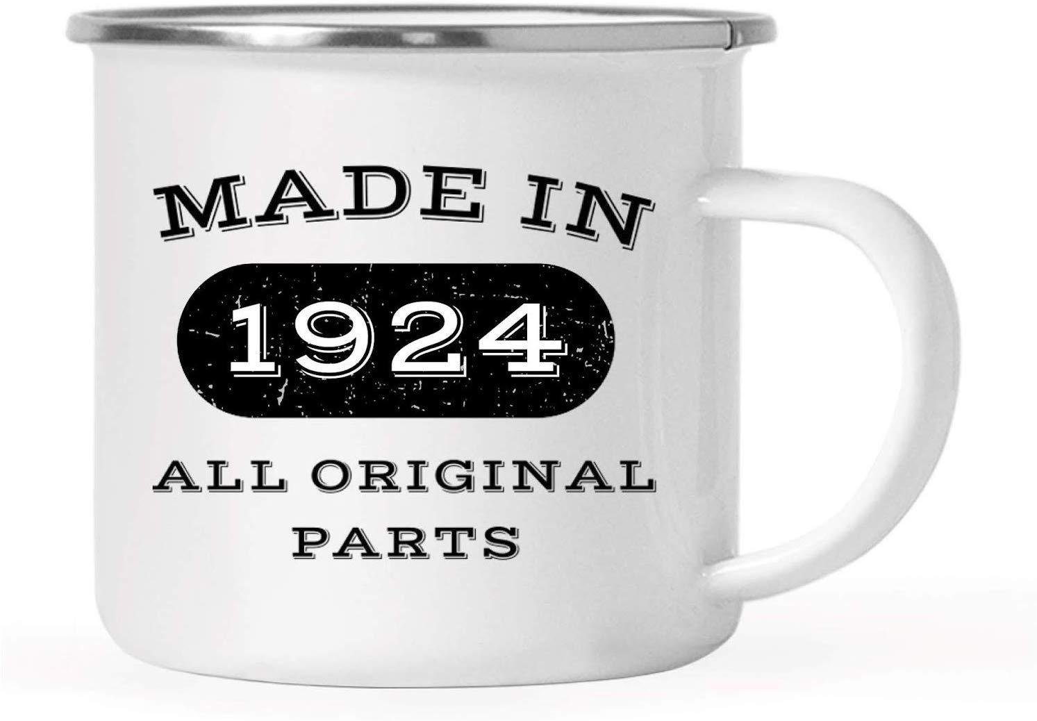 Stainless Steel Birthday Campfire Coffee Mug Gift, Made in 1924 All Original Parts-Set of 1-Andaz Press-