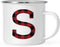 Stainless Steel Campfire Coffee Hot Chocolate Mug Gift, Buffalo Red Plaid Monogram Initial Letter S-Set of 1-Andaz Press-