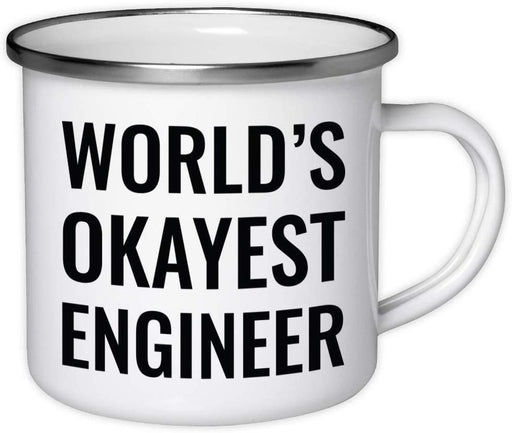 Stainless Steel Campfire Coffee Mug Gag Gift, World's Okayest Engineer-Set of 1-Andaz Press-