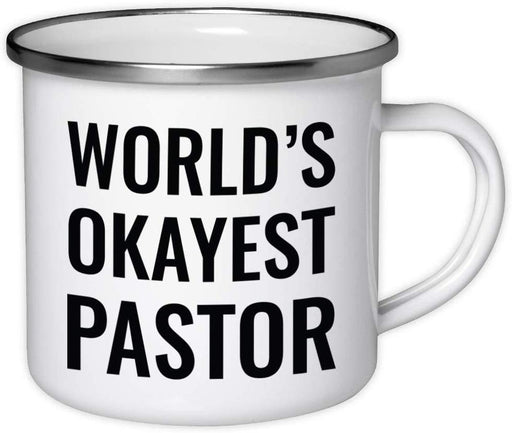 Stainless Steel Campfire Coffee Mug Gag Gift, World's Okayest Pastor-Set of 1-Andaz Press-