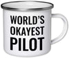Stainless Steel Campfire Coffee Mug Gag Gift, World's Okayest Pilot-Set of 1-Andaz Press-