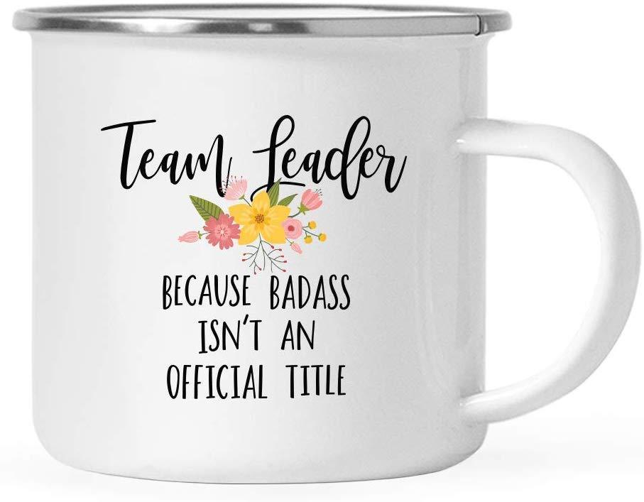 Stainless Steel Campfire Coffee Mug Gift, Team Leader Because Badass Isn't an Official Title, Floral-Set of 1-Andaz Press-