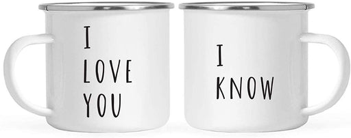 Stainless Steel Campfire Coffee Mugs Gift Set, I Love You, I Know-Set of 2-Andaz Press-