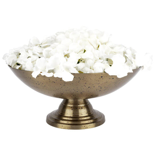 Statement Large Round Pedestal Bowl Metal Compote Bowl Ideal for Table Centerpiece, Weddings, Events, Home Decor Vase-Set of 1-Koyal Wholesale-Antique Gold-