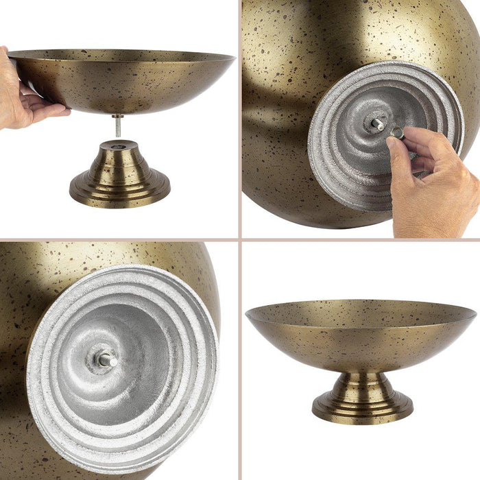 Statement Large Round Pedestal Bowl Metal Compote Bowl Ideal for Table Centerpiece, Weddings, Events, Home Decor Vase-Set of 1-Koyal Wholesale-Antique Gold-