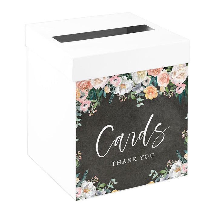 Sturdy White Wedding Day Card Box Wedding Gift Box-Set of 1-Andaz Press-Chalkboard with Florals-