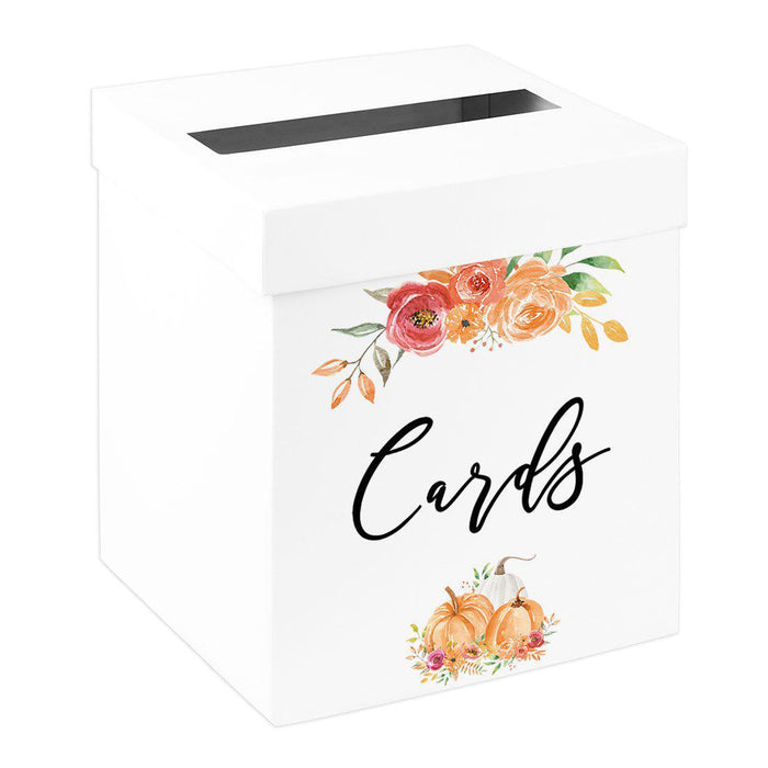 Sturdy White Wedding Day Card Box Wedding Gift Box-Set of 1-Andaz Press-Fall Autumn Florals-