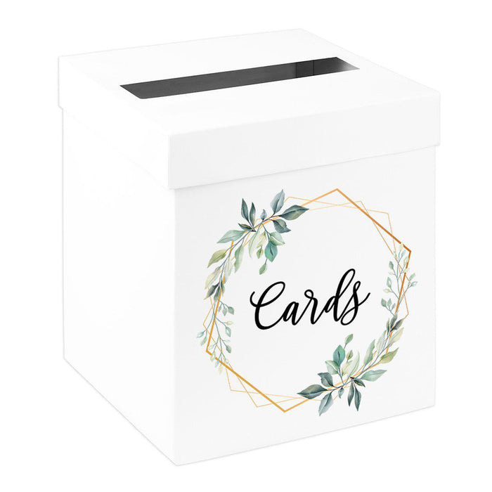 Sturdy White Wedding Day Card Box Wedding Gift Box-Set of 1-Andaz Press-Geometric Greenery-
