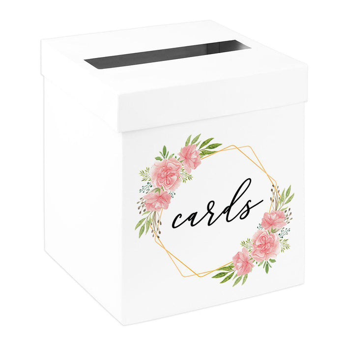 Sturdy White Wedding Day Card Box Wedding Gift Box-Set of 1-Andaz Press-Geometric Pink Florals-