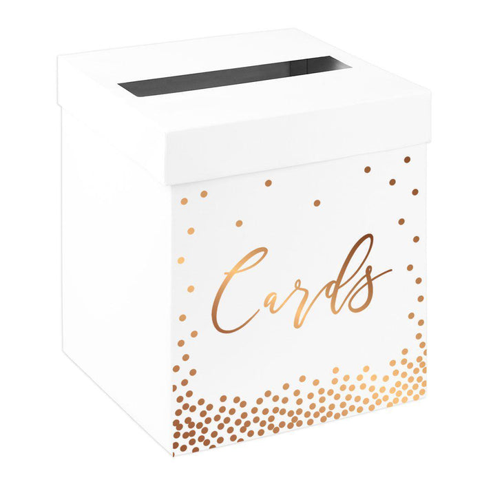 Sturdy White Wedding Day Card Box Wedding Gift Box-Set of 1-Andaz Press-Gold Script Confetti-