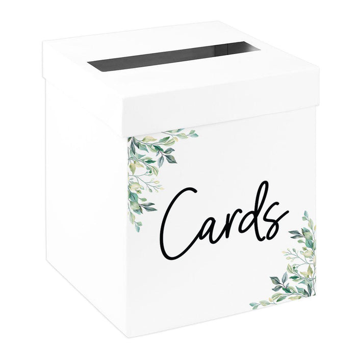 Sturdy White Wedding Day Card Box Wedding Gift Box-Set of 1-Andaz Press-Greenery Foliage-