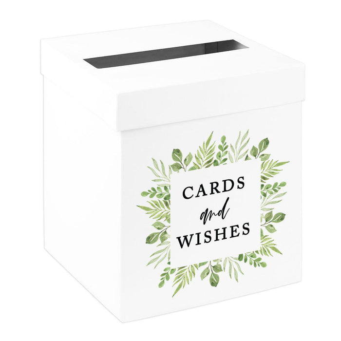 Sturdy White Wedding Day Card Box Wedding Gift Box-Set of 1-Andaz Press-Greenery Frame-
