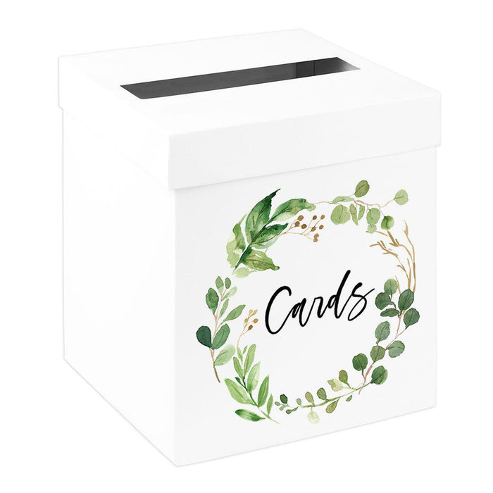 Sturdy White Wedding Day Card Box Wedding Gift Box-Set of 1-Andaz Press-Greenery Wreath-