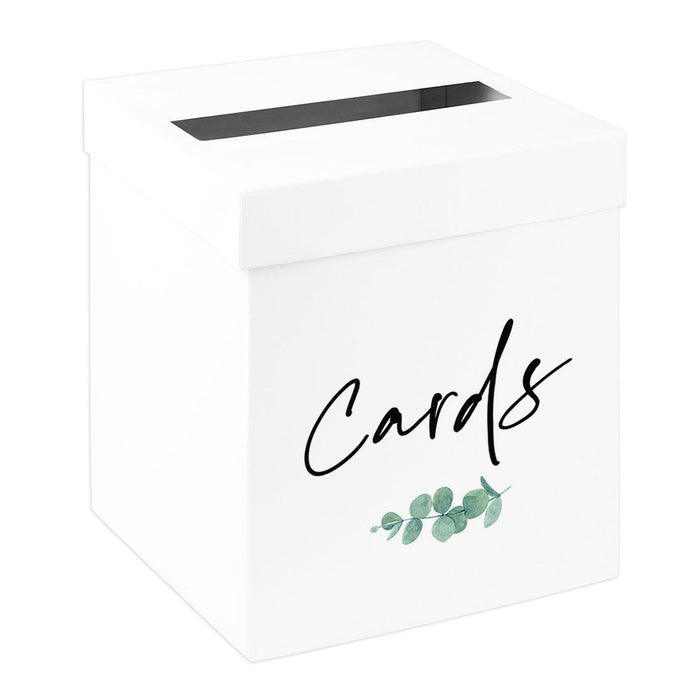Sturdy White Wedding Day Card Box Wedding Gift Box-Set of 1-Andaz Press-Minimal Eucalyptus Stem-