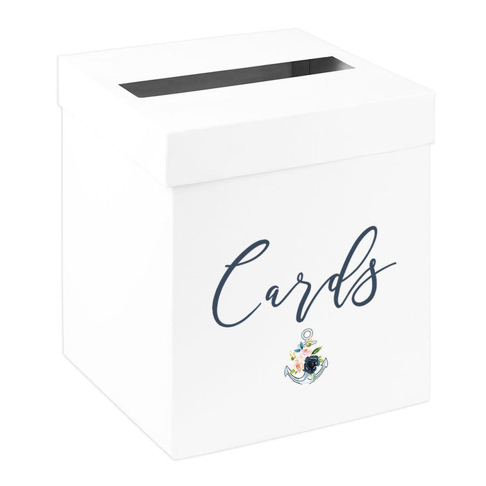 Sturdy White Wedding Day Card Box Wedding Gift Box-Set of 1-Andaz Press-Nautical Beach Florals-