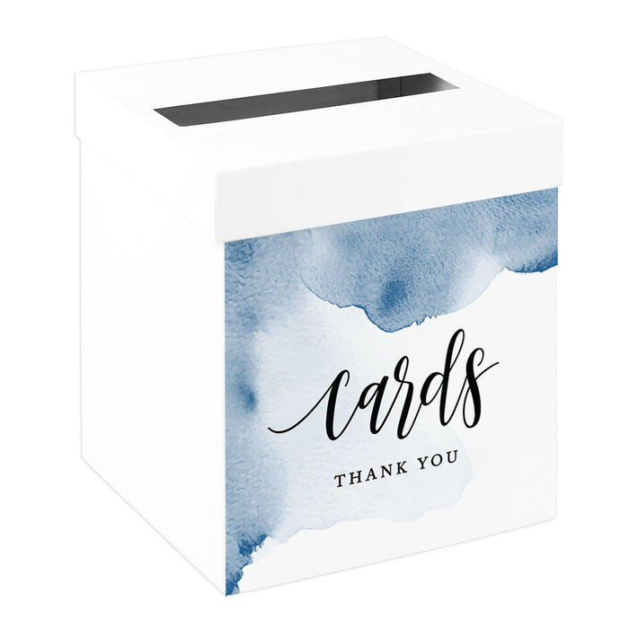 Sturdy White Wedding Day Card Box Wedding Gift Box-Set of 1-Andaz Press-Navy Blue Watercolor-