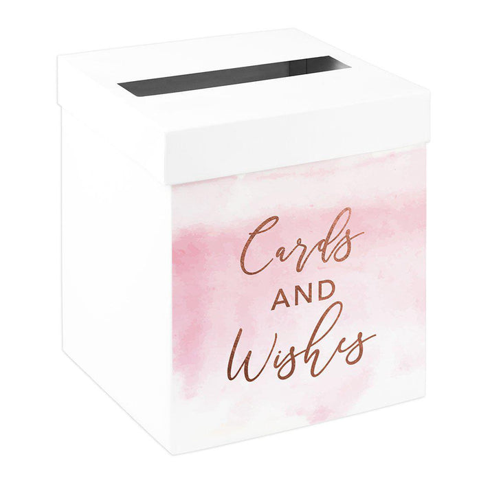 Sturdy White Wedding Day Card Box Wedding Gift Box-Set of 1-Andaz Press-Pink Watercolor-