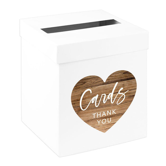 Sturdy White Wedding Day Card Box Wedding Gift Box-Set of 1-Andaz Press-Rustic Brown Heart-