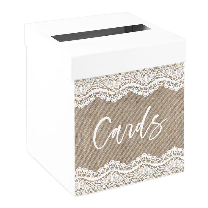 Sturdy White Wedding Day Card Box Wedding Gift Box-Set of 1-Andaz Press-Rustic Lace-