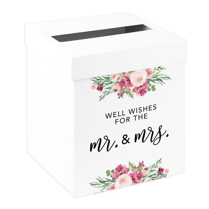 Sturdy White Wedding Day Card Box Wedding Gift Box-Set of 1-Andaz Press-Spring Florals-