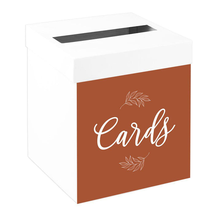 Sturdy White Wedding Day Card Box Wedding Gift Box-Set of 1-Andaz Press-Terracotta Line Design-