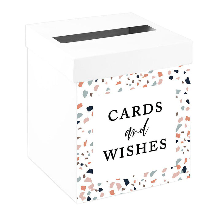 Sturdy White Wedding Day Card Box Wedding Gift Box-Set of 1-Andaz Press-Terrazzo-
