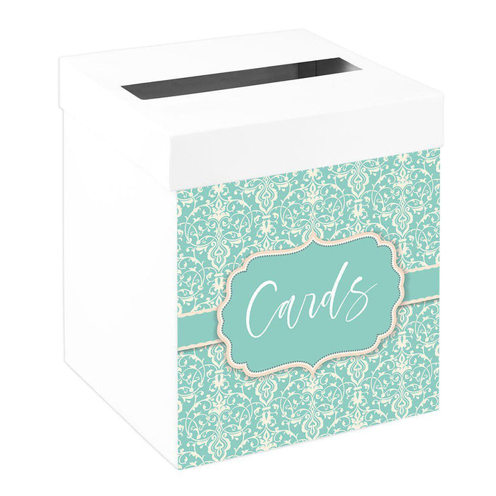 Sturdy White Wedding Day Card Box Wedding Gift Box-Set of 1-Andaz Press-Vintage Filigree-