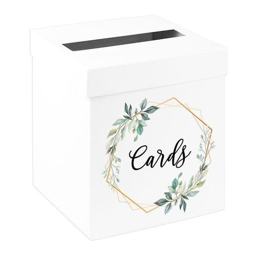Sturdy White Wedding Day Card Box Wedding Gift Box-Set of 1-Andaz Press-Geometric Greenery-
